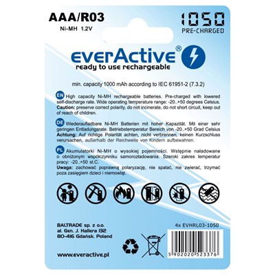 Akumulatorki everActive R03/AAA 1000 mAh, 4 szt.