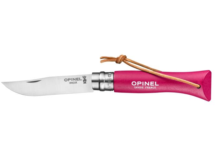 Opinel Nóż Colorama 06 Strawberry rzemień