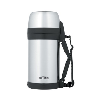 Termos Thermos 1,4L dwukomorowy srebrny z paskiem