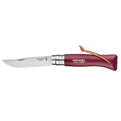 Opinel Nóż Colorama 08 Burgundy+ rzemień