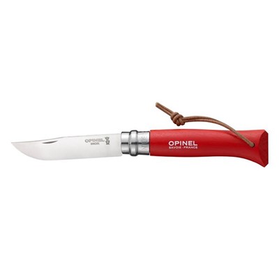 Opinel Nóż Colorama 08 Red+ rzemień+etui