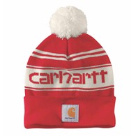 Czapka Carhartt Knit PomPom Cuffed Logo Red Winter