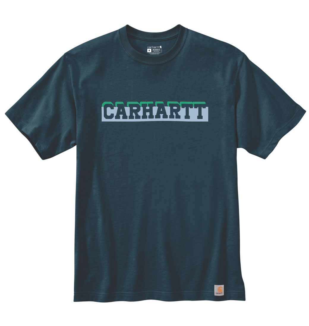 Koszulka Carhartt Heavyweight Logo Night Blue