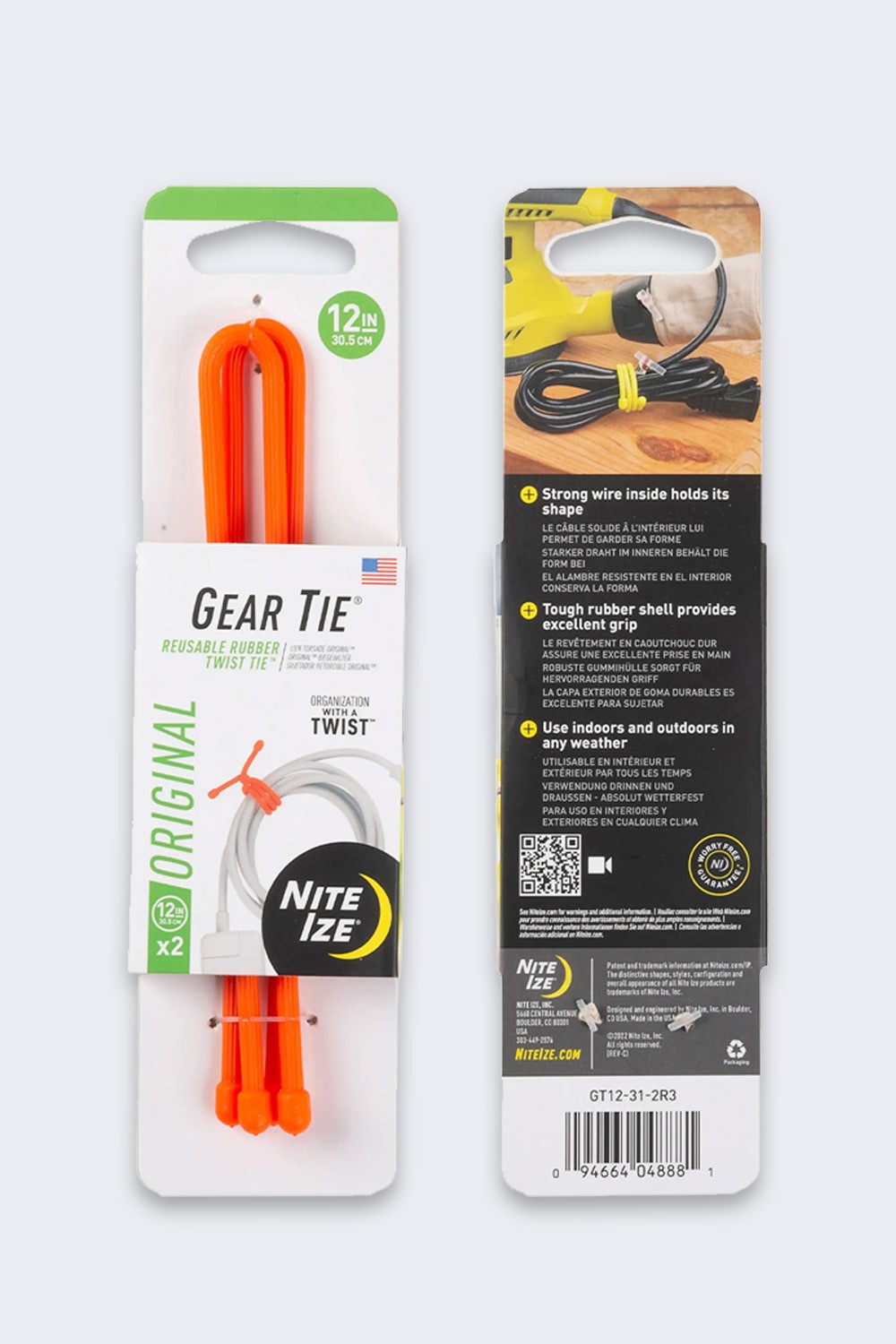 Opaska Nite Ize Gear Tie Original 12 2Pack Orange