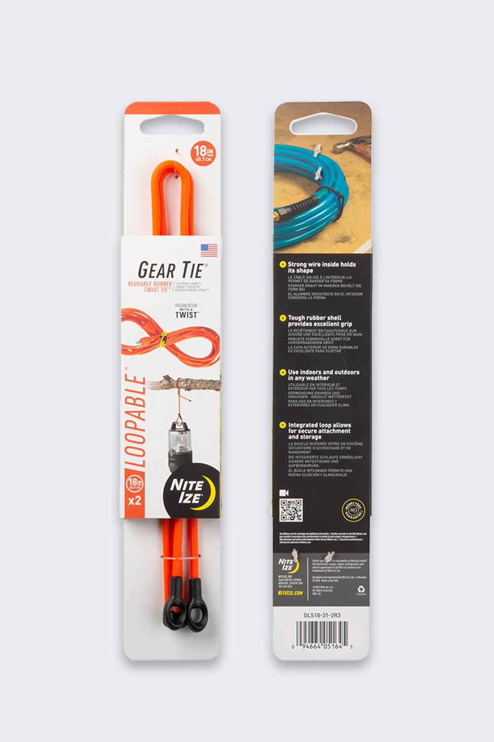 Opaski NiteIze Gear Tie Loopable 18 2Pack Orange